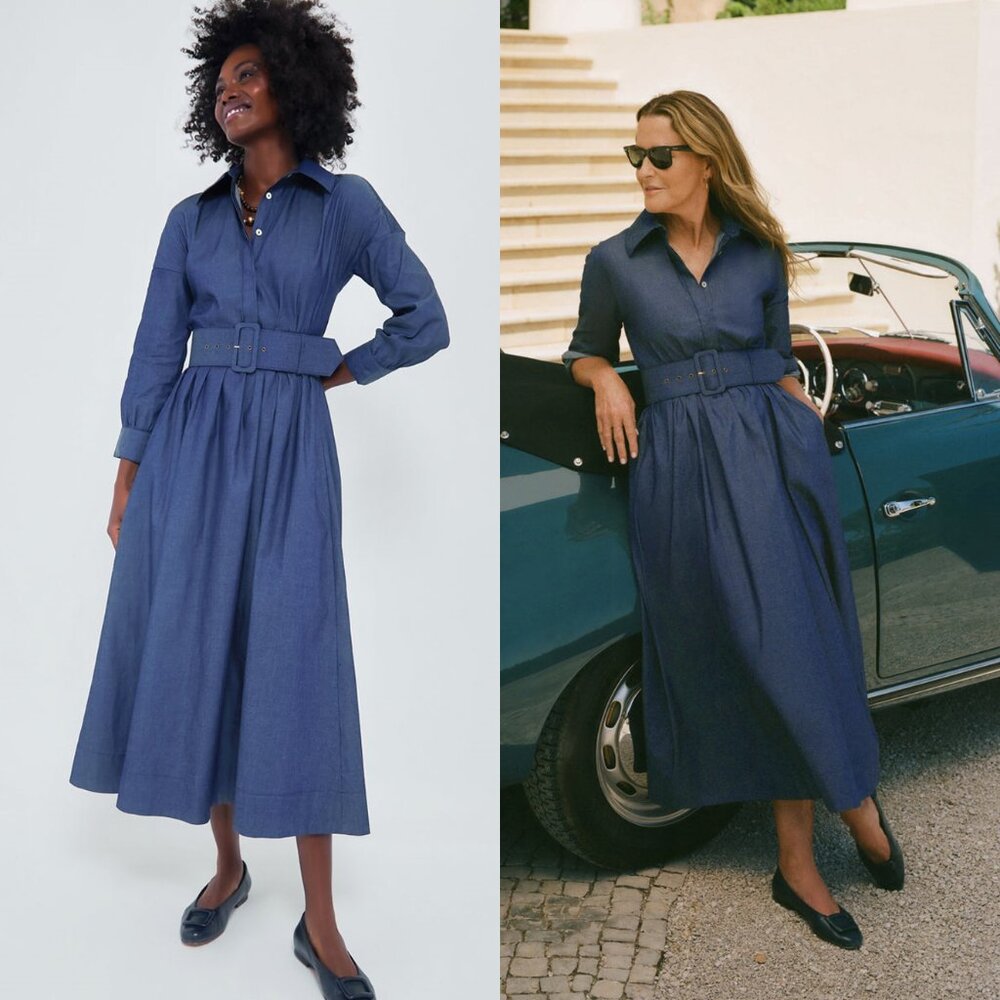 Tuckernuck Blue Belted Maxi Shirt Dress